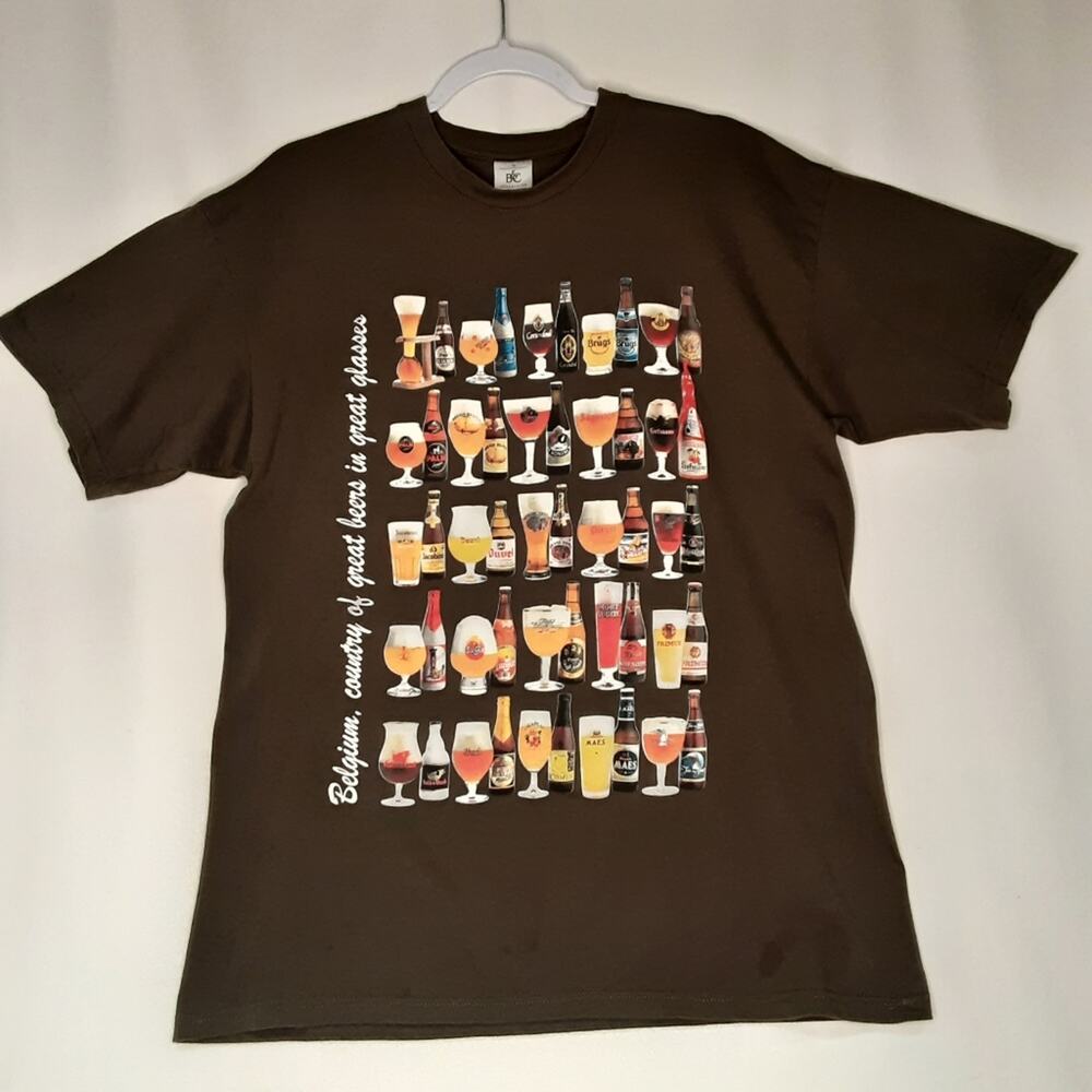 💎Belgium Beers Collection Men Graphic Tee T-Shirt Sz Large Short Sleeve Cotton